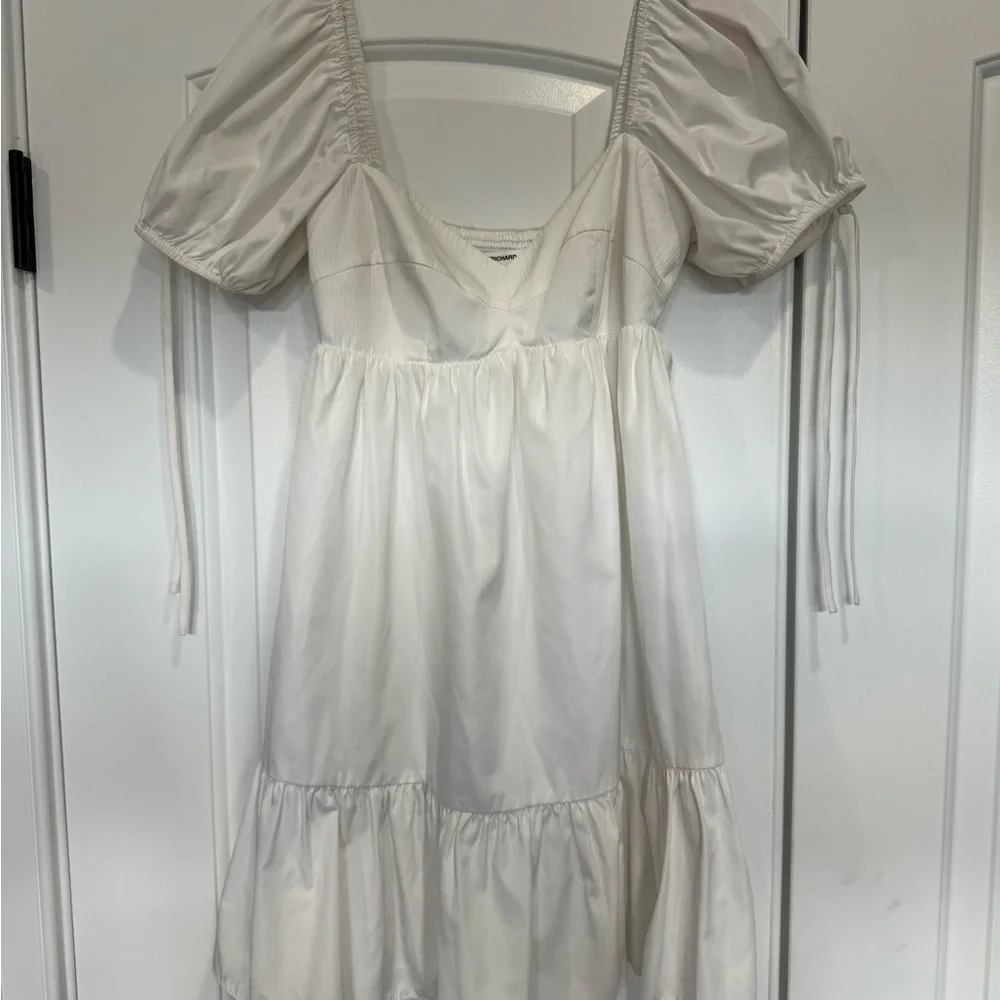 Amanda Uprichard White Mini Dress with Puff Sleeves - Picture 8 of 10